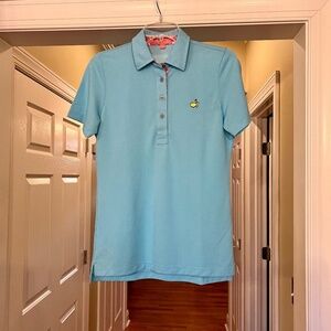 NWOT Women's Magnolia Lane Collection Master's Golf Aqua Polo Shirt Size SMALL